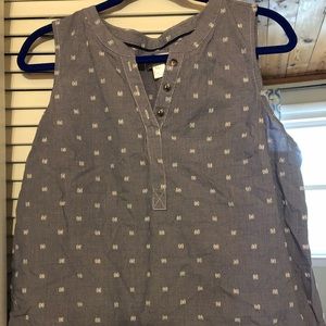 Chambray sleeveless cotton blouse
